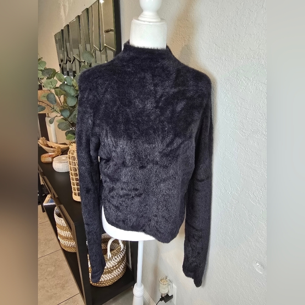 Abercrombie & Fitch Soft A&F Collection Sweater Womens XS Fuzzy Black Mock Neck